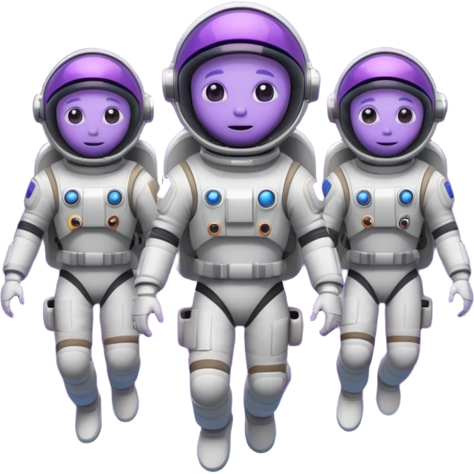 Purple alien floating with jetpack, white Astronauts emoji