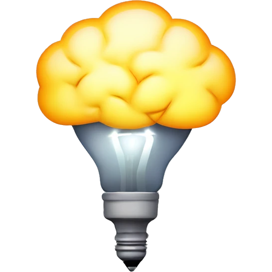 Brainstorming Emoji
Usage: To signify brainstorming sessions or creative thinking.
Design Idea: A brain with a light bulb inside it or lightning bolts around it. emoji