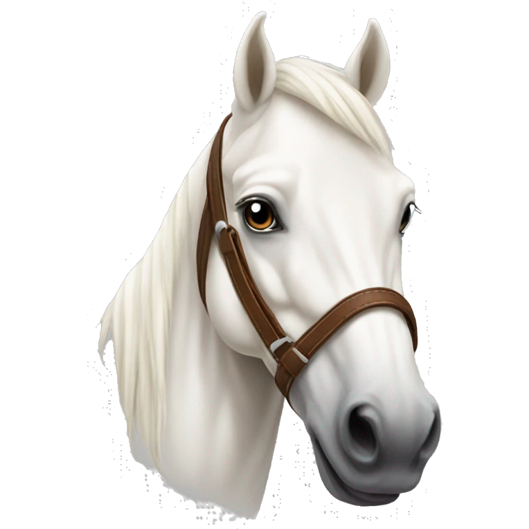 vanilla white horse with brown saddle on emoji