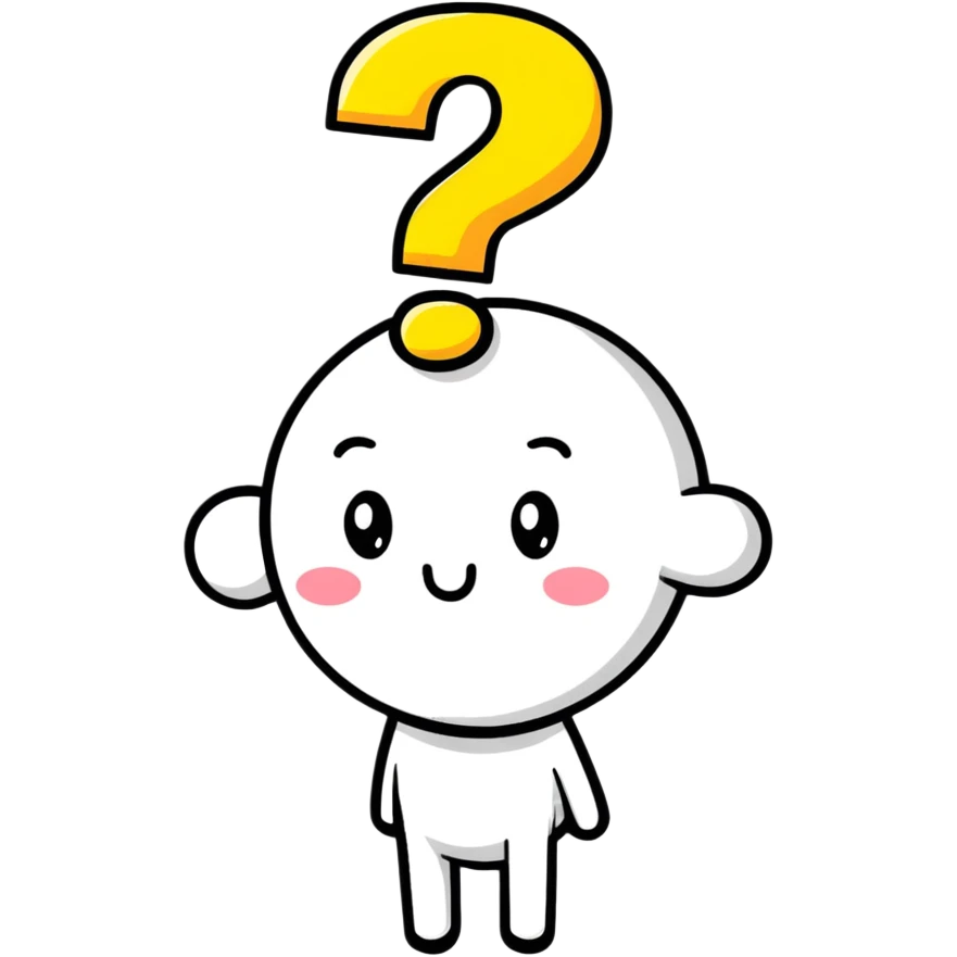 cute thinking character with question marks emoji
