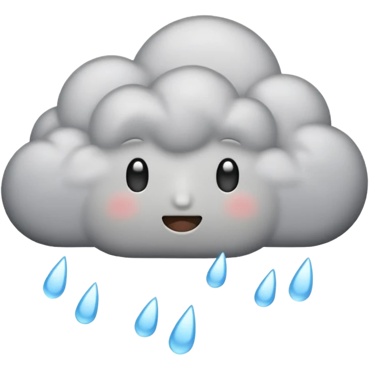 emoji of grey cloud is raining, withou faces emoji