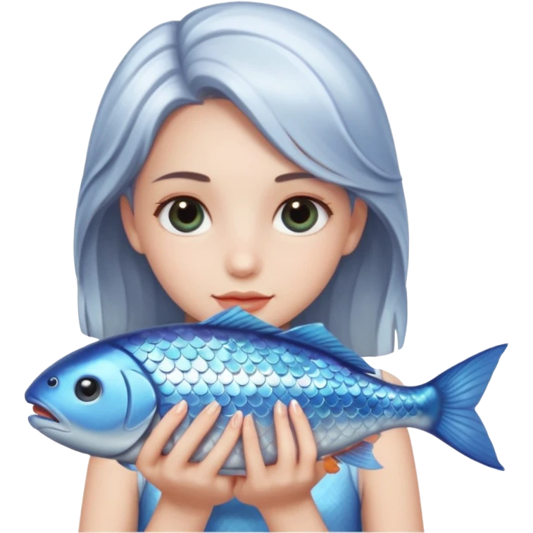 girl with fish emoji