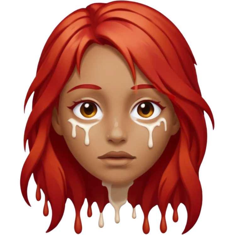 Drip White paint from face long red hair emoji