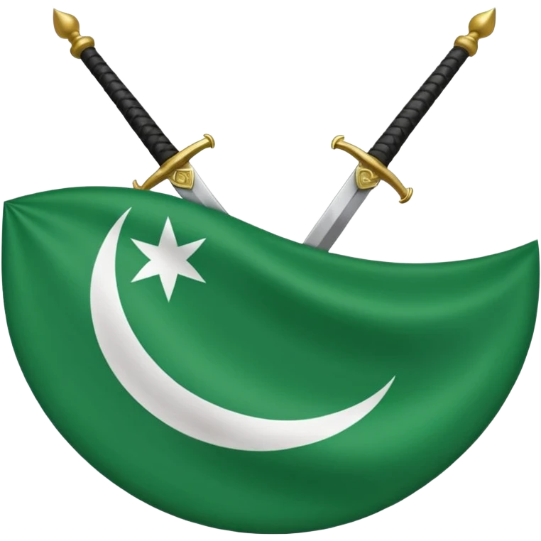 hazara flag, green background, half moon emblem in top right corner with one sword crossing. emoji