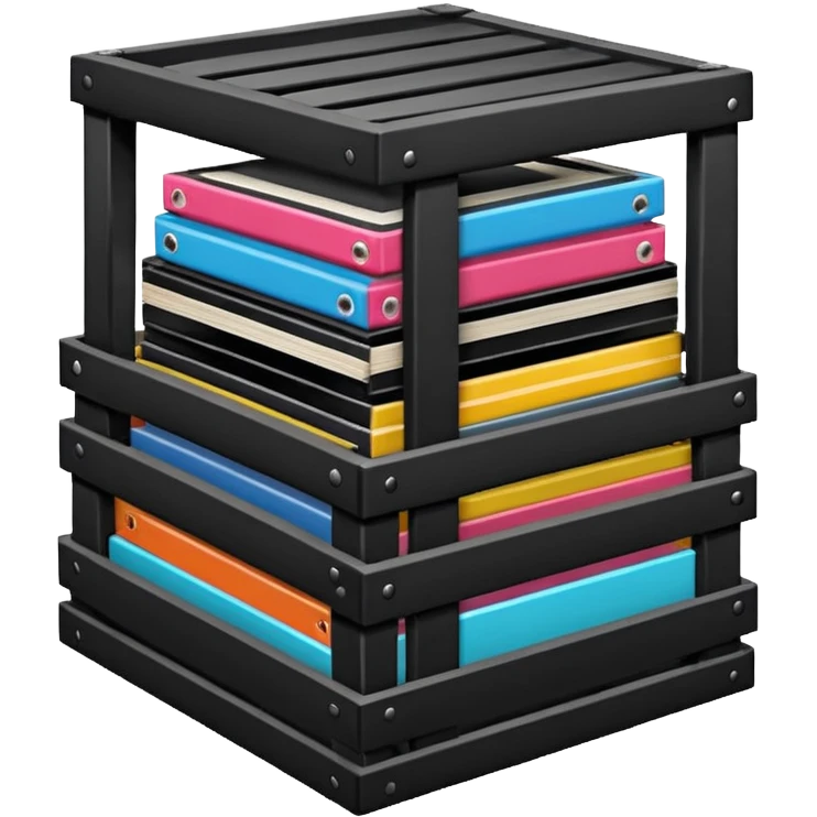 A crate of vinyl lps emoji