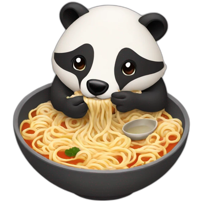 A badger eating ramen emoji