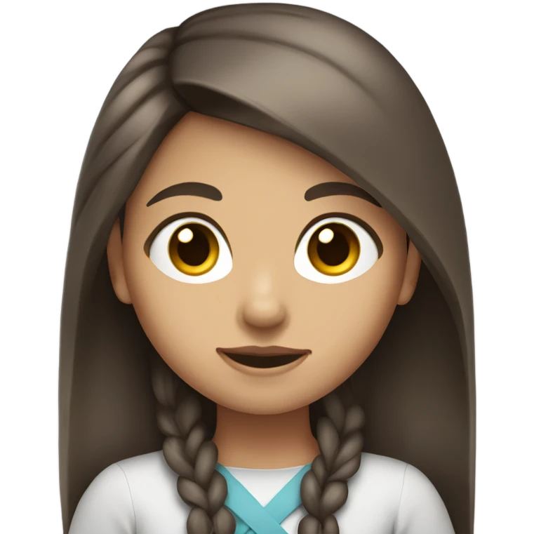 girl with long dark brown hair and eyes with light skin sitting down emoji