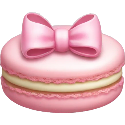 Pastel pink macaron with bow emoji