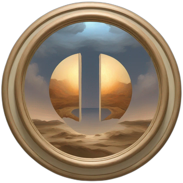 real painting of an infinite regression mirror portal emoji