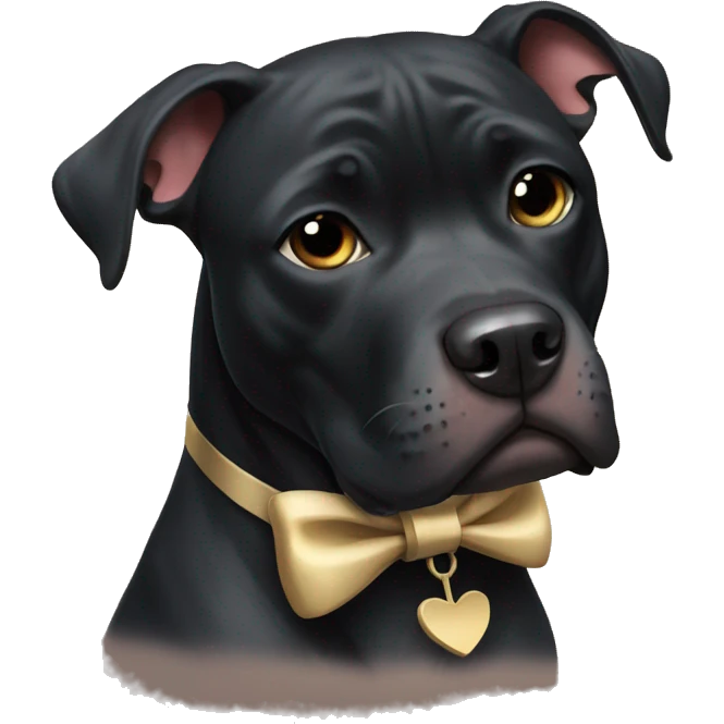 black pitbull with a bow emoji
