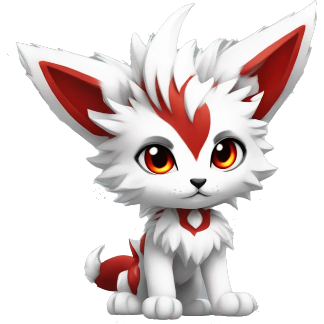 Anthro-Edgy-Cool-White-Red-Contrast-Colors-Fantasy-Fur-Sona-Chibi-Shiny-Fakémon-Hybrid full body emoji
