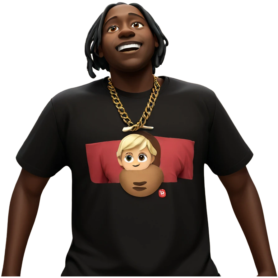dark-skinned male in black shirt emoji