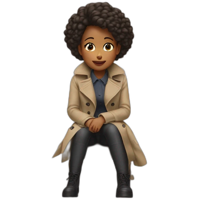 One girl sit on thé shoulders of anoteher girl and wearing one trench coat pretending to bé one person emoji