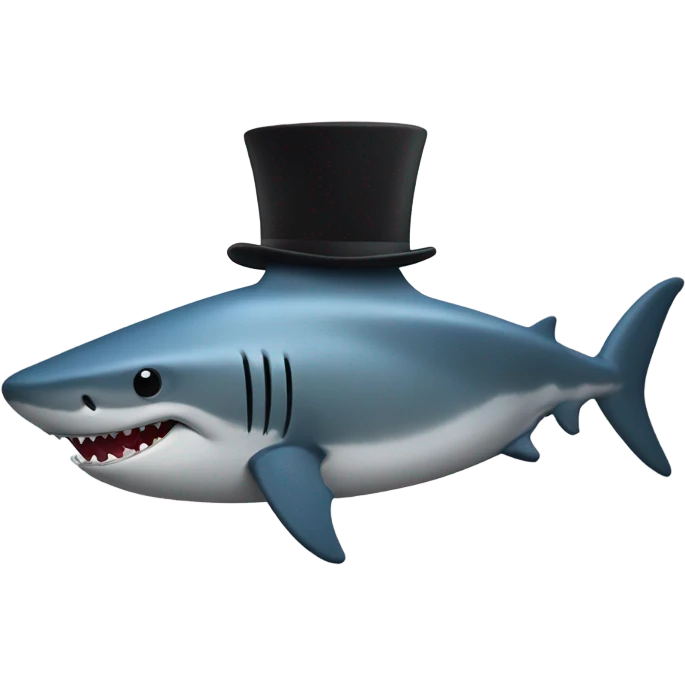 Un requin qui a un chapeau noir emoji