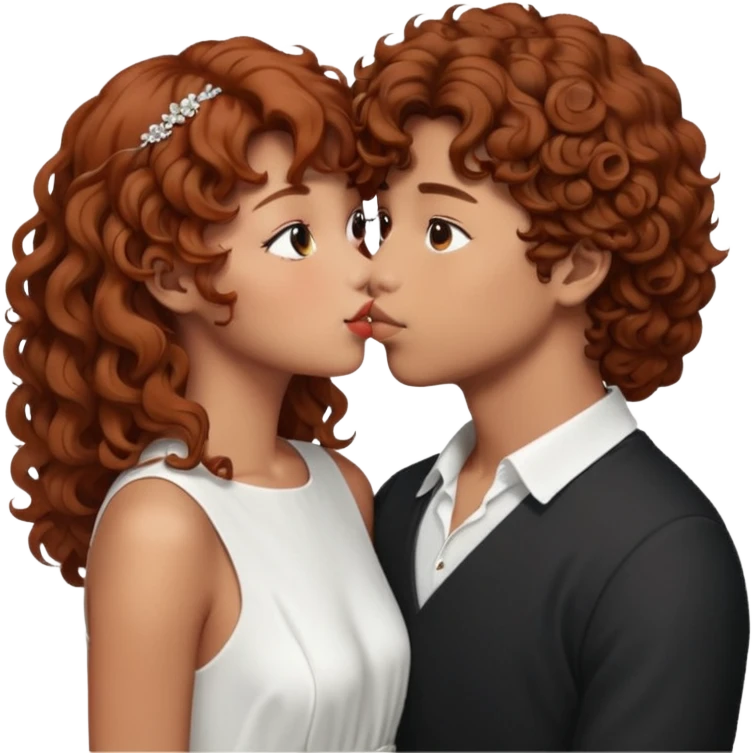 V de BTS qui fait un bisous a une fille avec des cheveux bouclé un peu rouge emoji