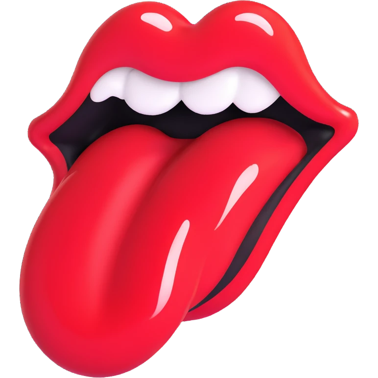 Rolling Stones tongue logo, glossy effect, 3D look, shiny highlights emoji