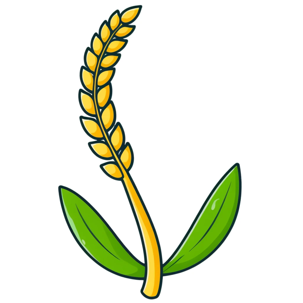 Golden wheat ear floating among green leaves and bright particles, spinning around an ethereal digestive system with soft light texture, while subtle cleansing waves pass through the air like a purifying spell emoji