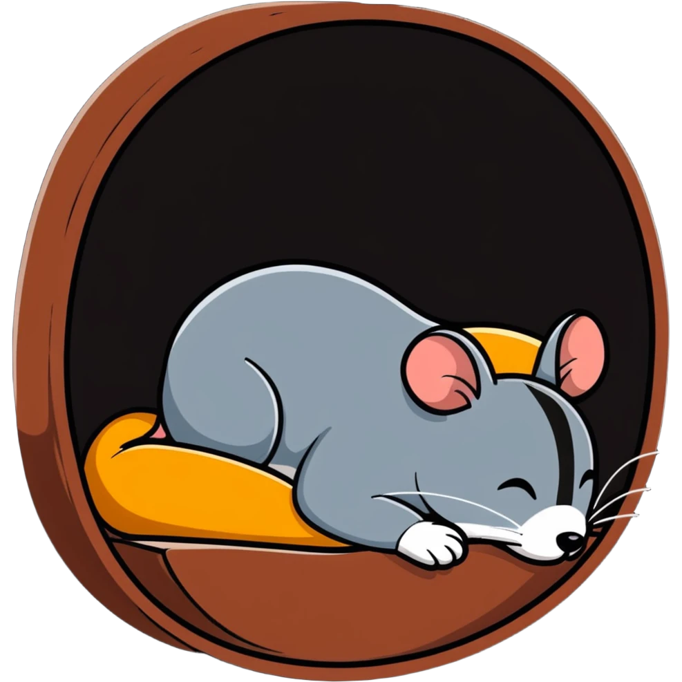 Jerry mouse snoring while sleeping in his cozy mouse hole emoji
