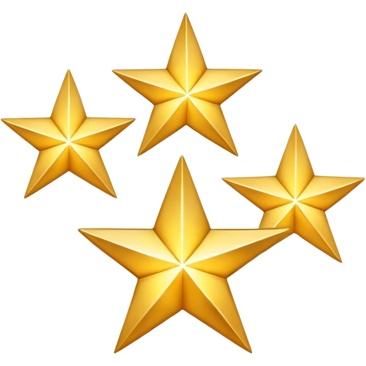 3 golden stars, one big in the center and two smaller on the sides, with a slight glow effect emoji