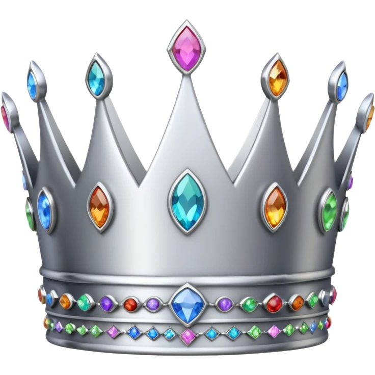 silver feminine crown with rainbow gemstones emoji