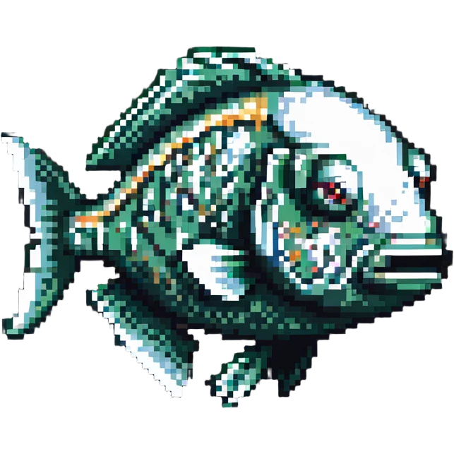 cod fish head, pixel art style, simple and blocky emoji