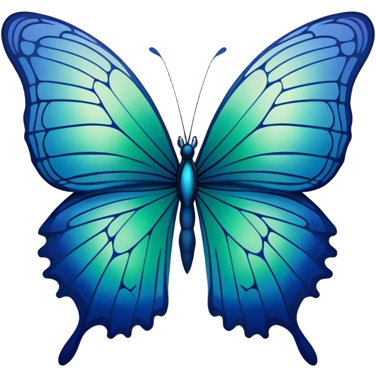 Gradient iridescent indigo blue cyan green butterfly emoji