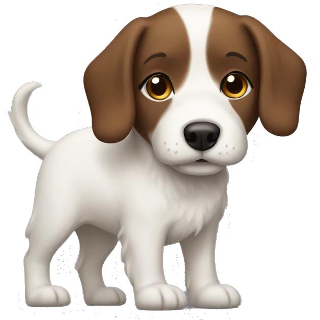 White dog with girl brown hair emoji