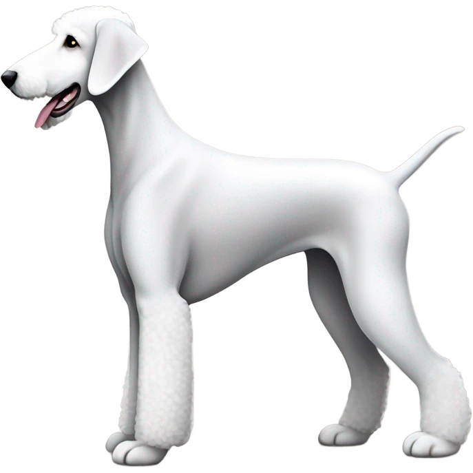 white beddlington terrier from the side pov emoji