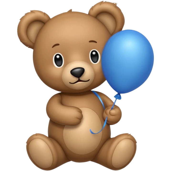 Emoji teddy set down with a baloon bleue emoji