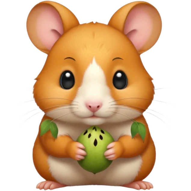 хомяк рыжего цвета с черными ушками держит в лапках семечку emoji