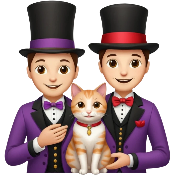 magician couple and their pet cat emoji