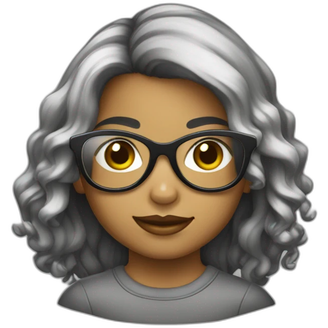 Niña pelo negro con gafas cuadradas emoji