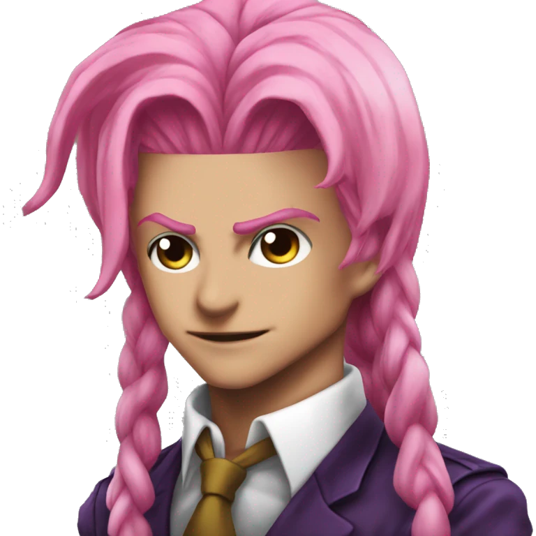 diavolo from jojos bizzare adventure, long pink hair, upperbody emoji