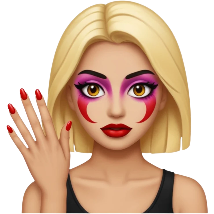 A baddie emoji with makeup and nails emoji
