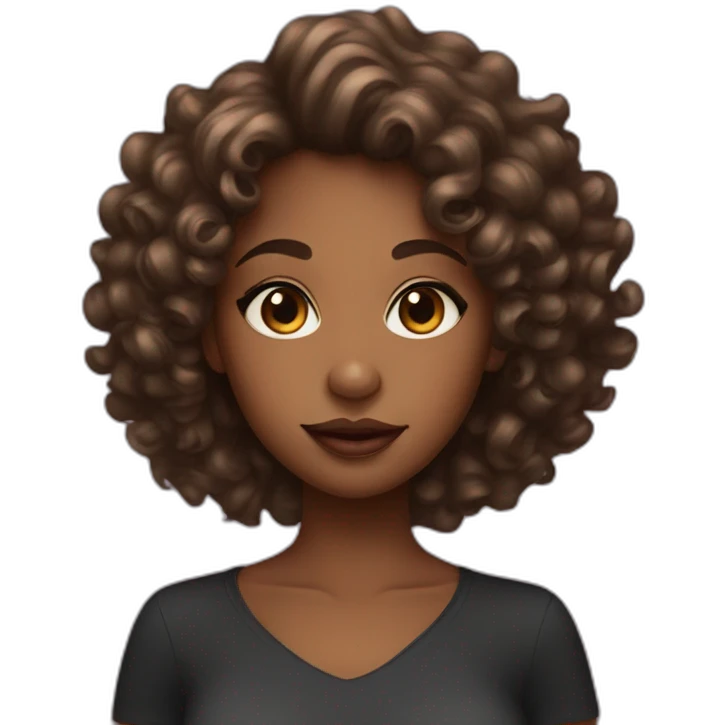 A brown skin girl with curly hair and big lips emoji