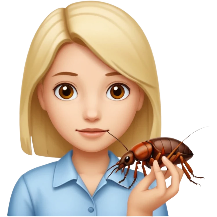 Girl with cockroach in hand emoji