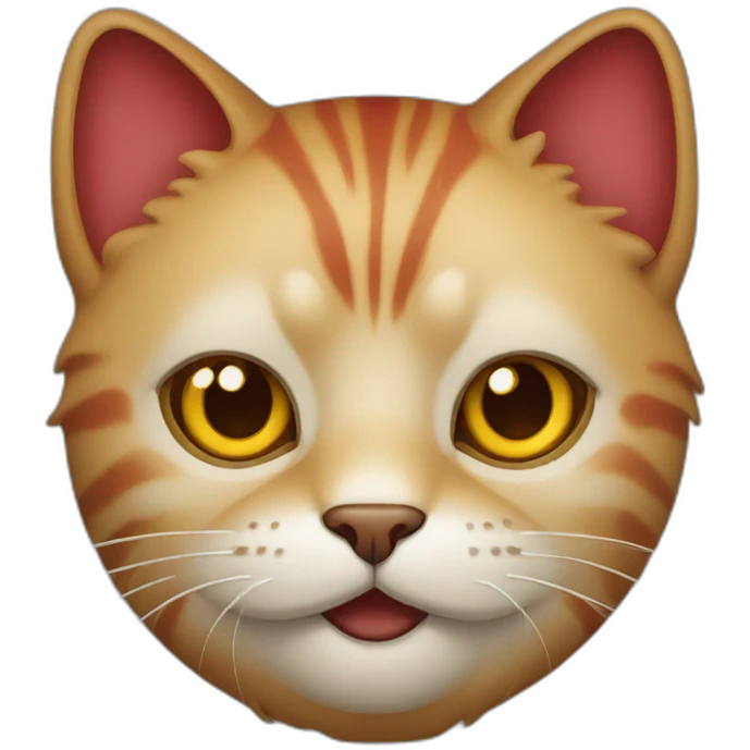 A freaky cat with Red and golden colour emoji