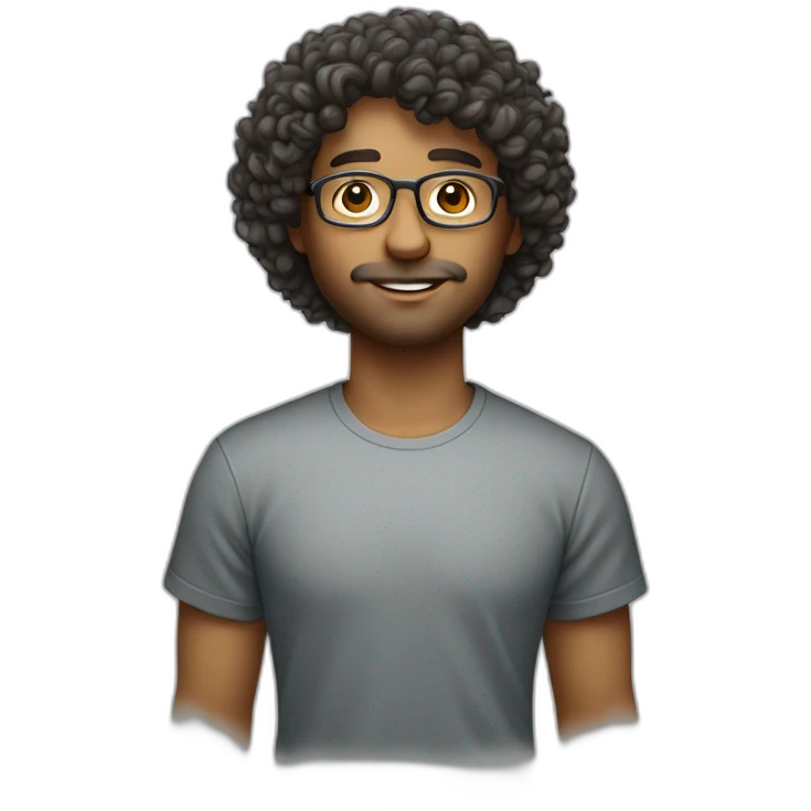 curly hair researcher with a lambda on his tshirt emoji