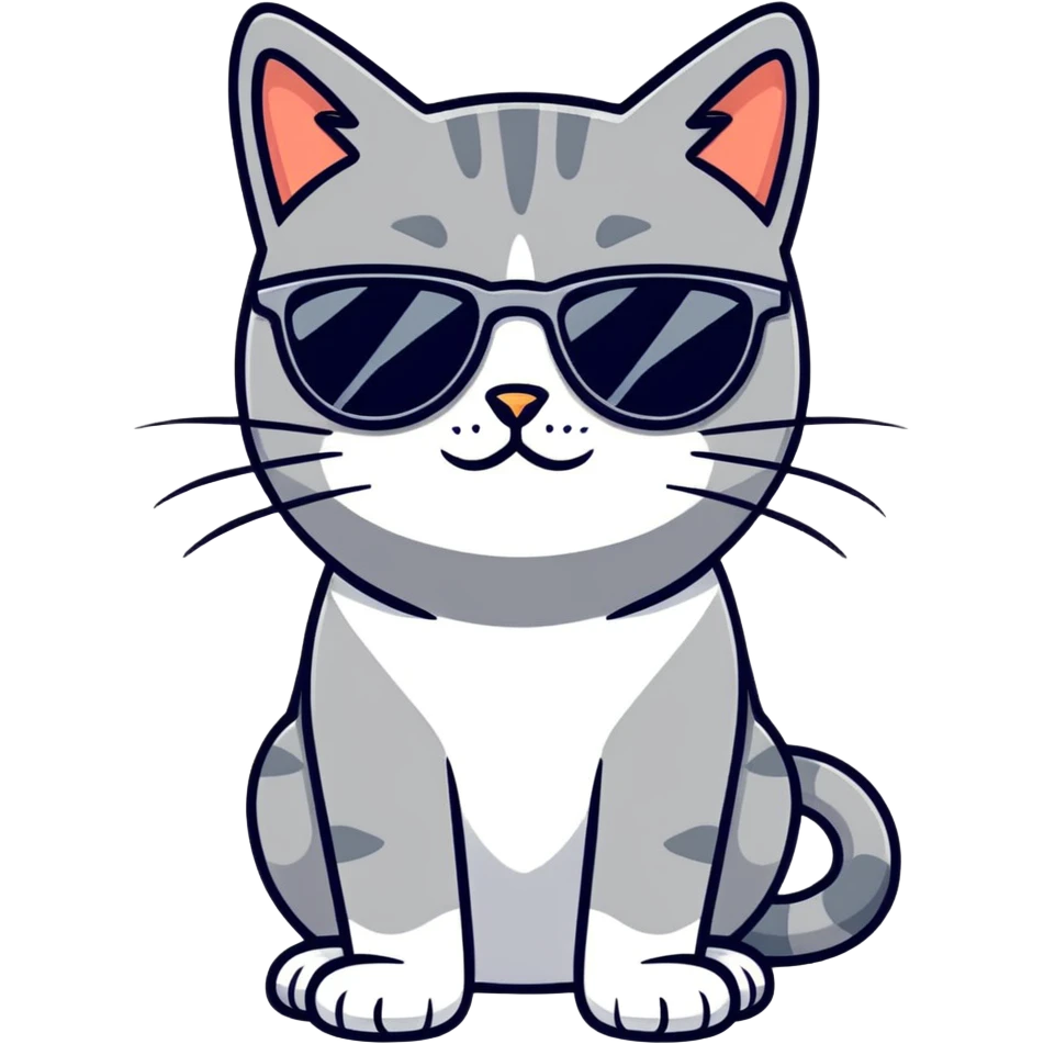 Grey Cat with sunglasses emoji