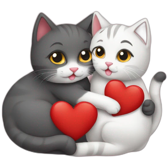 Cuddling cats on Valentine’s Day  emoji