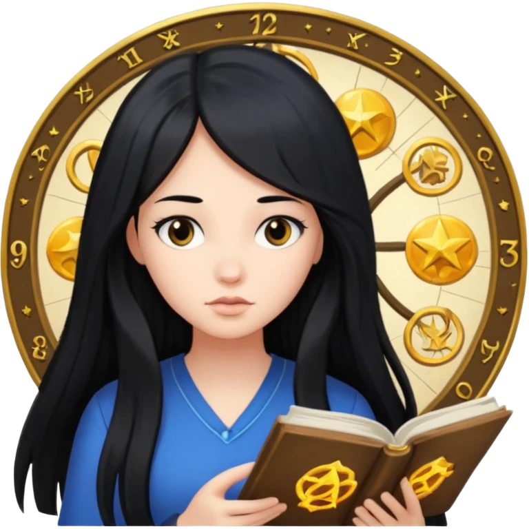 emoji of a girl with long hair reading a horoscope emoji