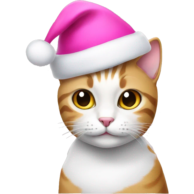 Cat wearing pink Christmas hat emoji