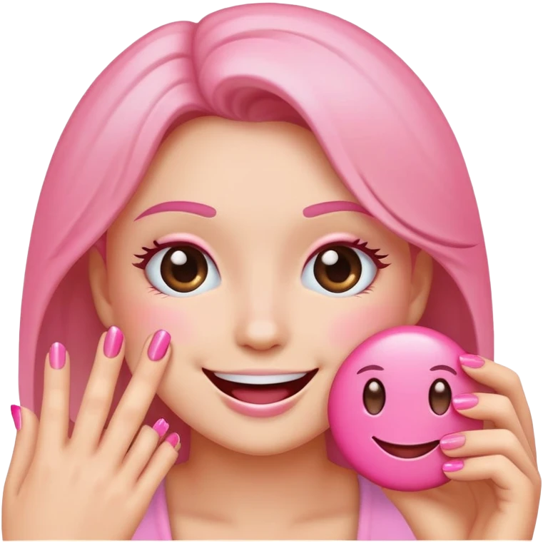 emoji blushing with nails emoji