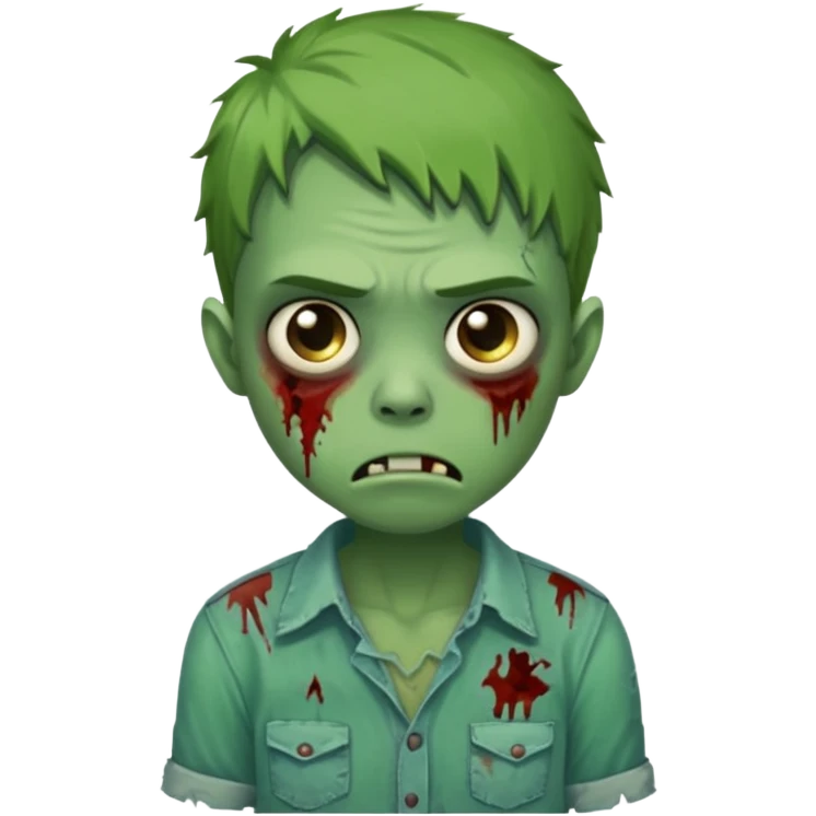 a super cute zombie green with shirt, look sad but not danger

 emoji