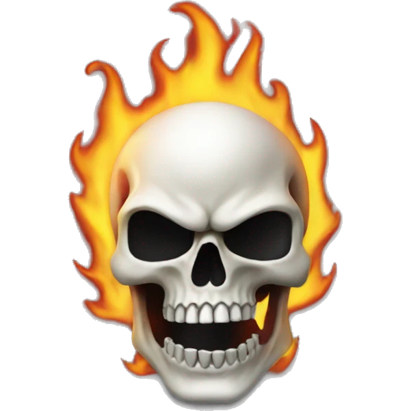 ghost-rider skull in flames emoji