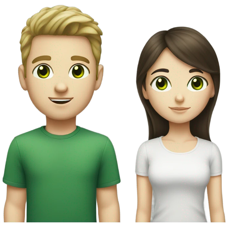 white green eyed boy with white brunette girl emoji