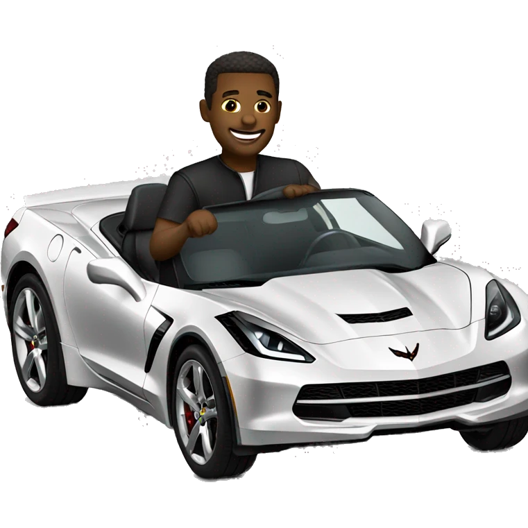 Guy driving a black corvette  emoji