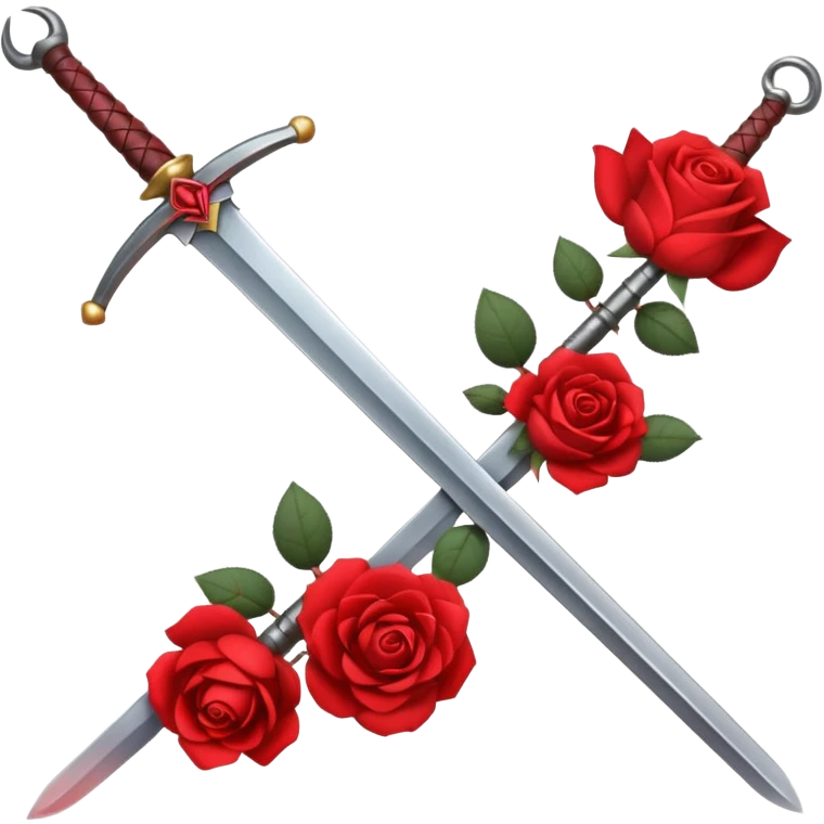 Crossed weapons with a rose emoji