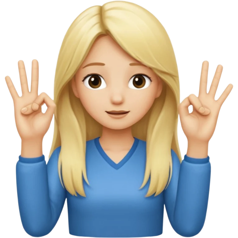 blonde cartoon girl long hair making time out gesture hands making "t" sign emoji