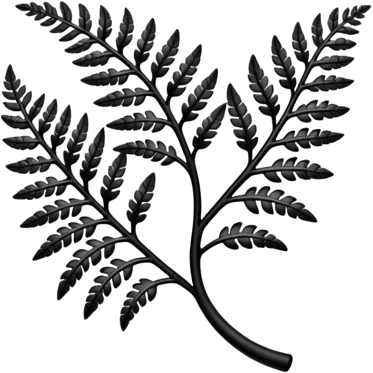 Black and silver filigree fern leaf, 3D, extremely detailed design emoji